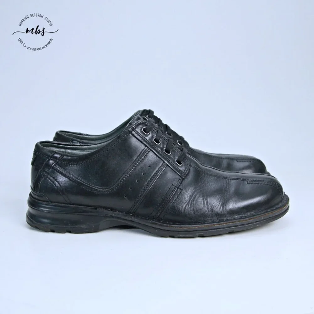Clarks Mens‎ Touareg Vibe Leather Lace Up Oxfords Black Men 12
